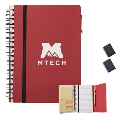 5x7 Spiral Notebooks with Elastic String Closure & 3 Sizes Post It Included